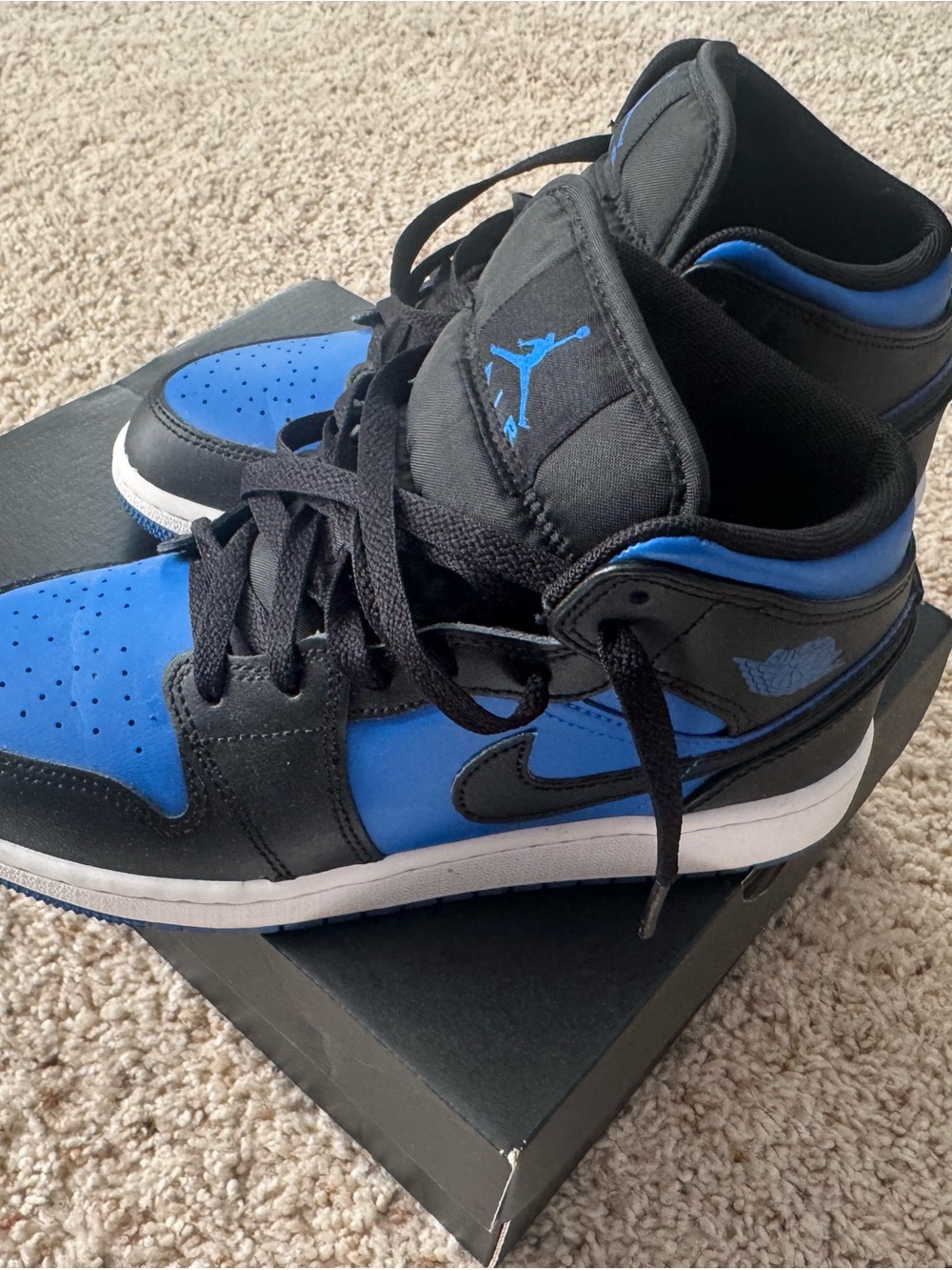 Kids Air Jordan 1 Mid Royal Blue Black Retro